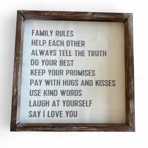 Rustic Brown Family Rules Wall Art